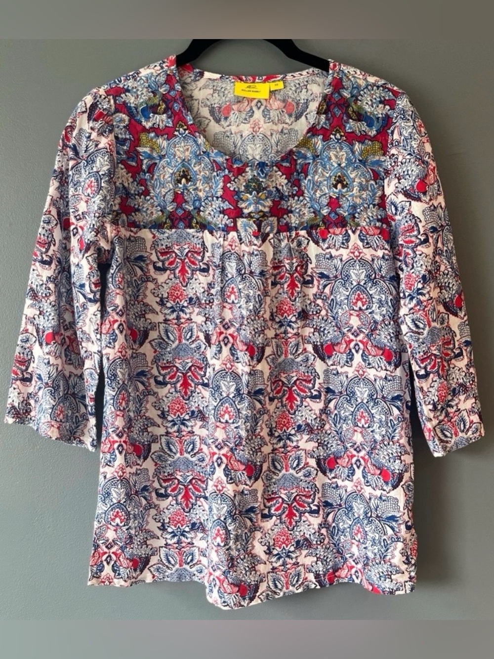 Roller Rabbit 100% Cotton 3/4 Sleeve Printed Top - Picture 2 of 7